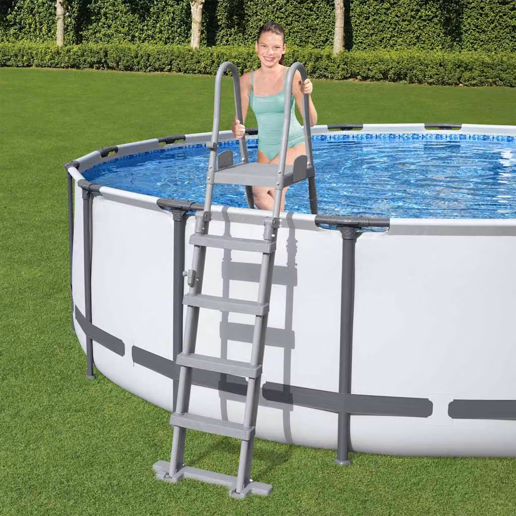 Scaletta di sicurezza per piscina Bestway Flowclear a 4 gradini in acciaio e plastica, colore grigio