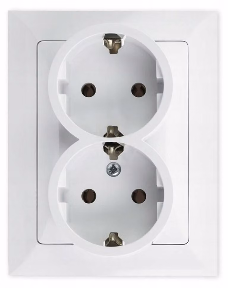 Prese multiple doppie TIMEX-Elektro Opal con messa a terra, colore bianco