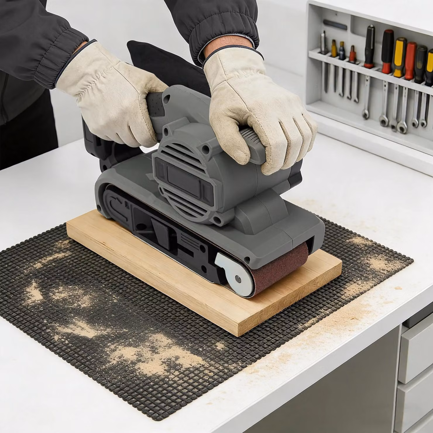 Levigatrice a nastro e lucidatrice multifunzione a batteria - Senza fili - Regolabile su 6 livelli - Utensile manuale - Portatile