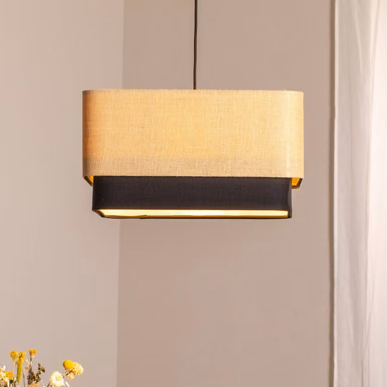 Lampada a sospensione Kwadro Duo Maco Design, dimmerabile, Soggiorno / Sala da pranzo, Tessuto / Stoffa / Seta, Lampada a sospensione