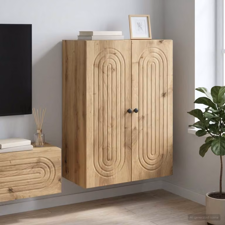 vidaXL Mobiletto a muro moderno in legno marrone con ante a battente L 66 cm x P 34,5 cm x H 90 cm