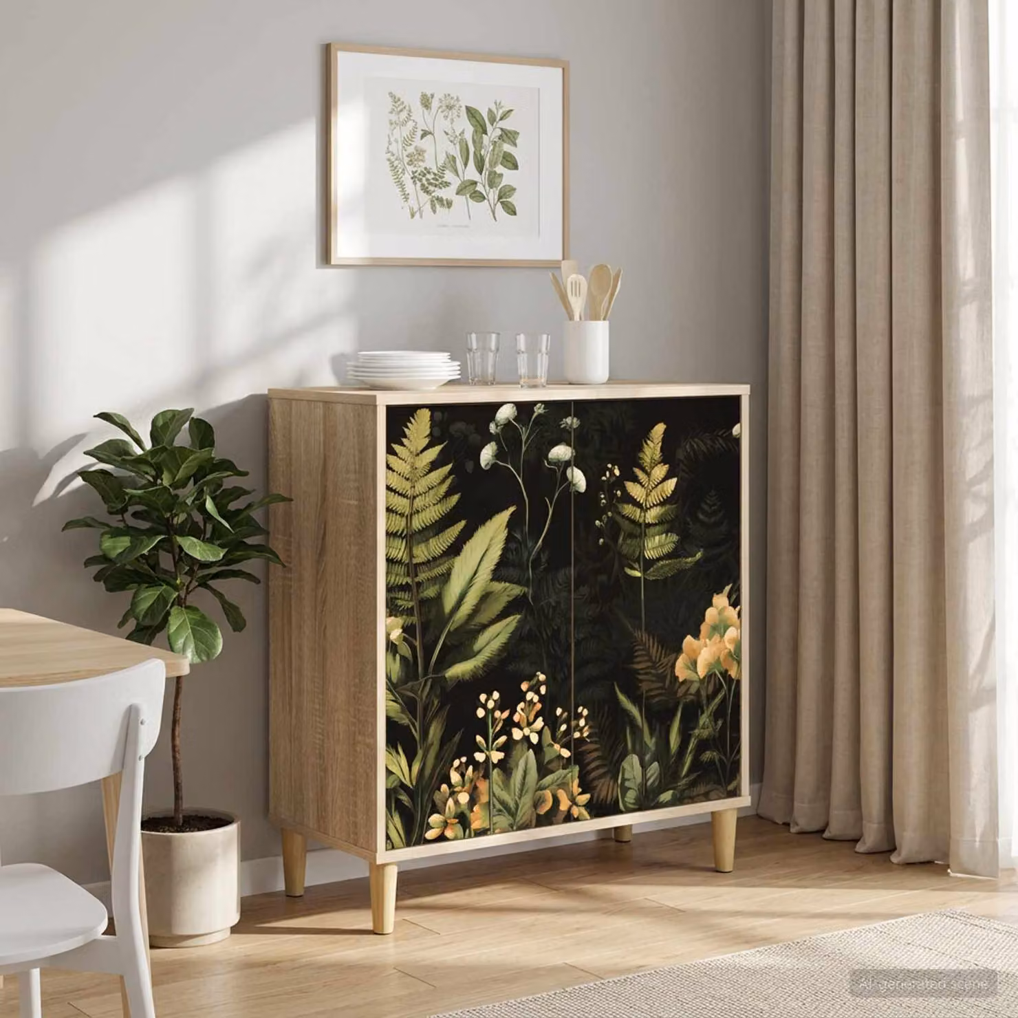 Credenza moderna vidaXL RHENEN in legno ingegnerizzato color marrone, L: 69 cm, P: 33 cm, H: 75 cm