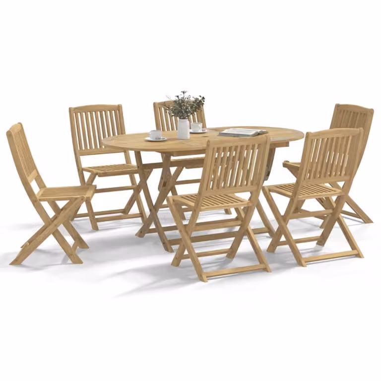 Set da Pranzo da Giardino vidaXL in Legno di Acacia Marrone, 7 Pezzi