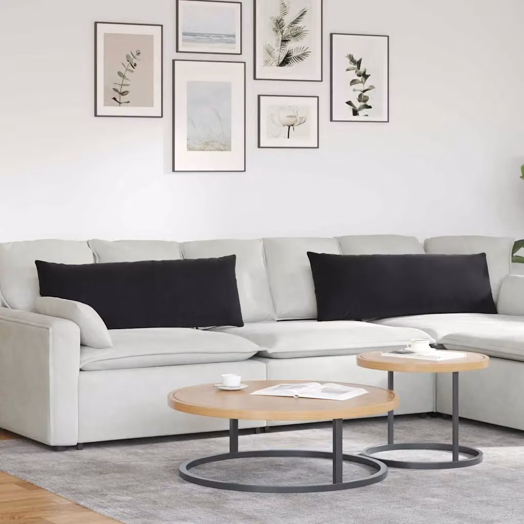 Set di 2 cuscini da divano vidaXL in tessuto a coste nero, L 120 cm x P 40 cm x H 40 cm