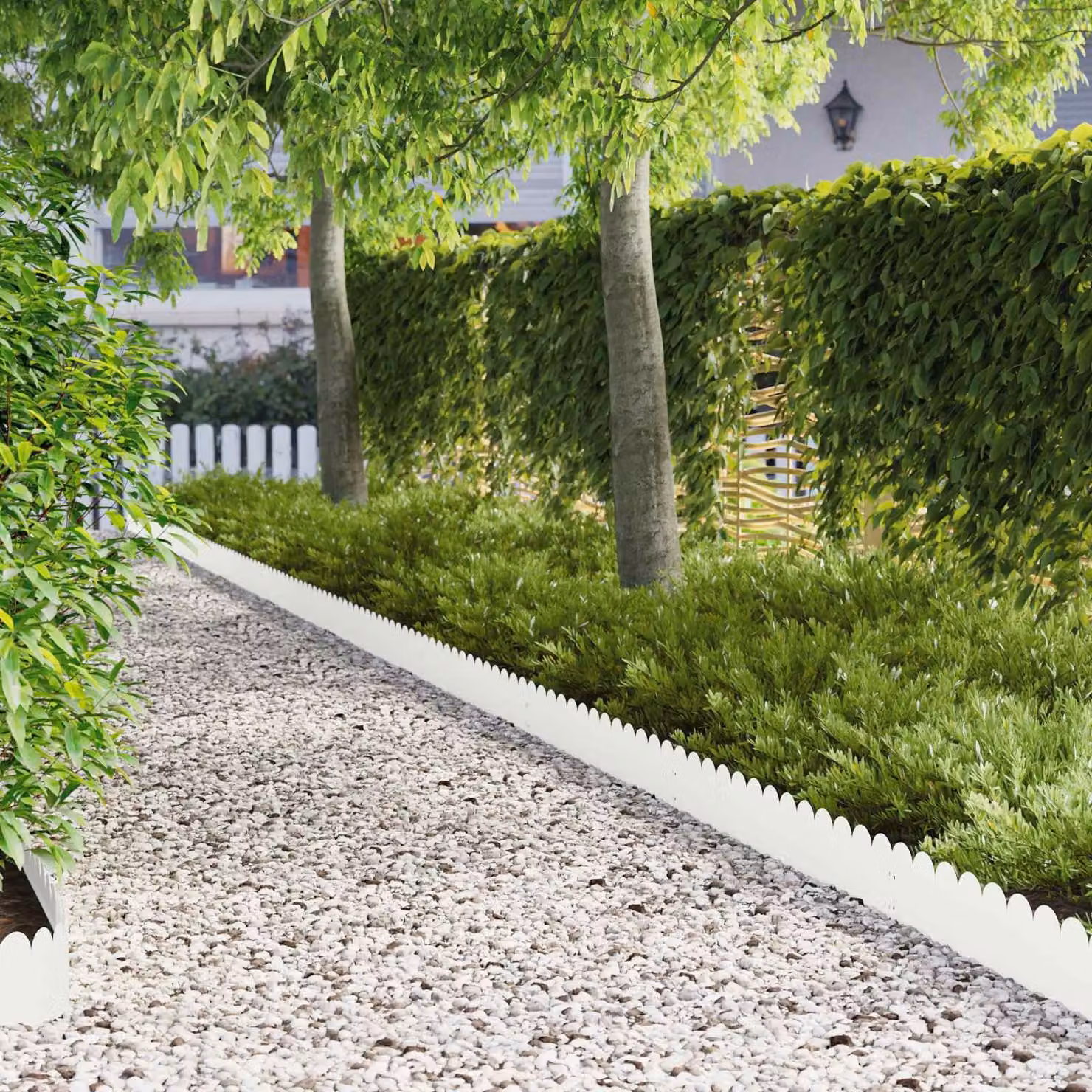 Set di 20 bordure per prato vidaXL in acciaio bianco, 103 x 20 cm