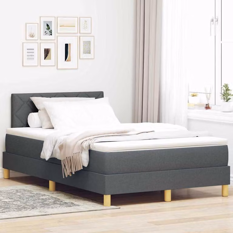 Maison Exclusive - Letto a molle con materasso Grigio scuro 120 x 200 cm Tessuto
