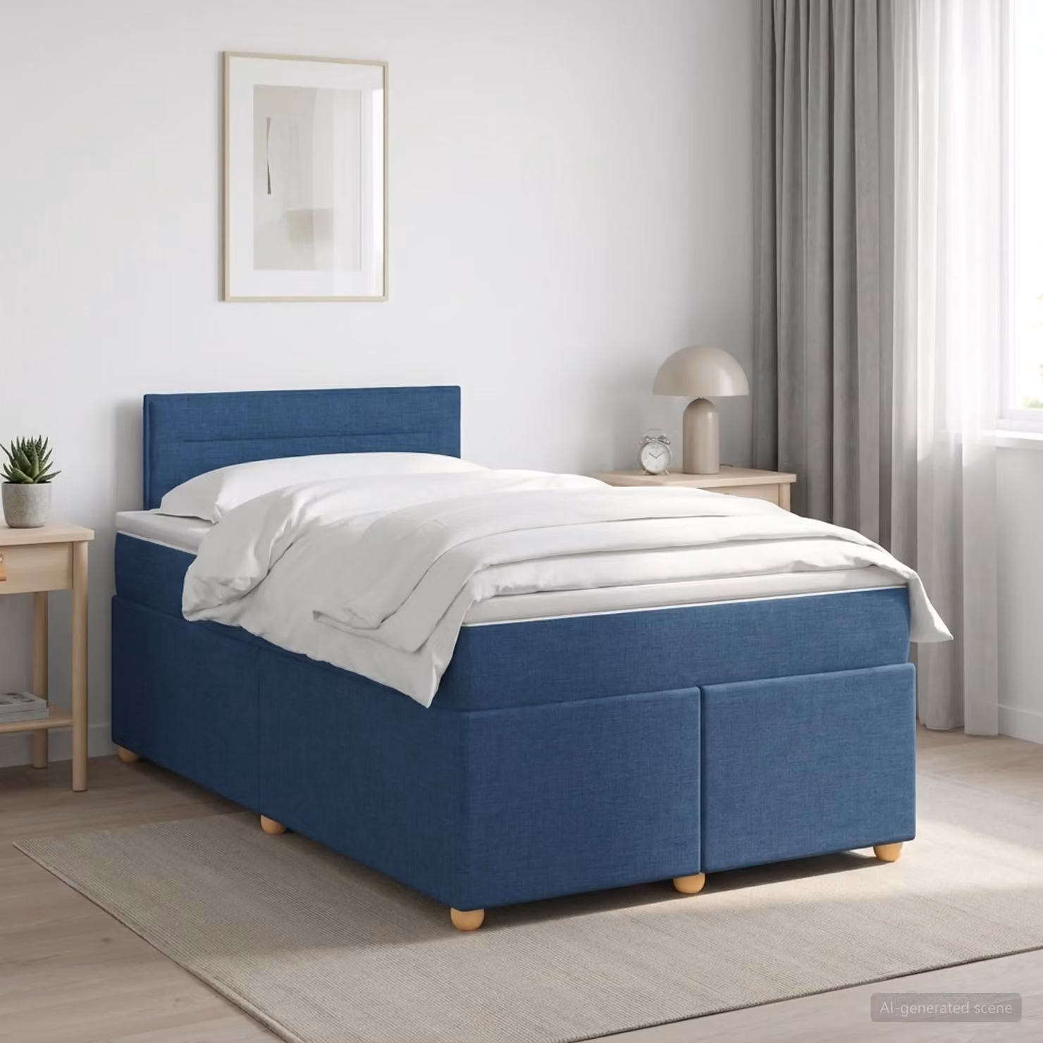 Maison Exclusive - Letto boxspring con materasso blu 120 x 190 cm Tessuto