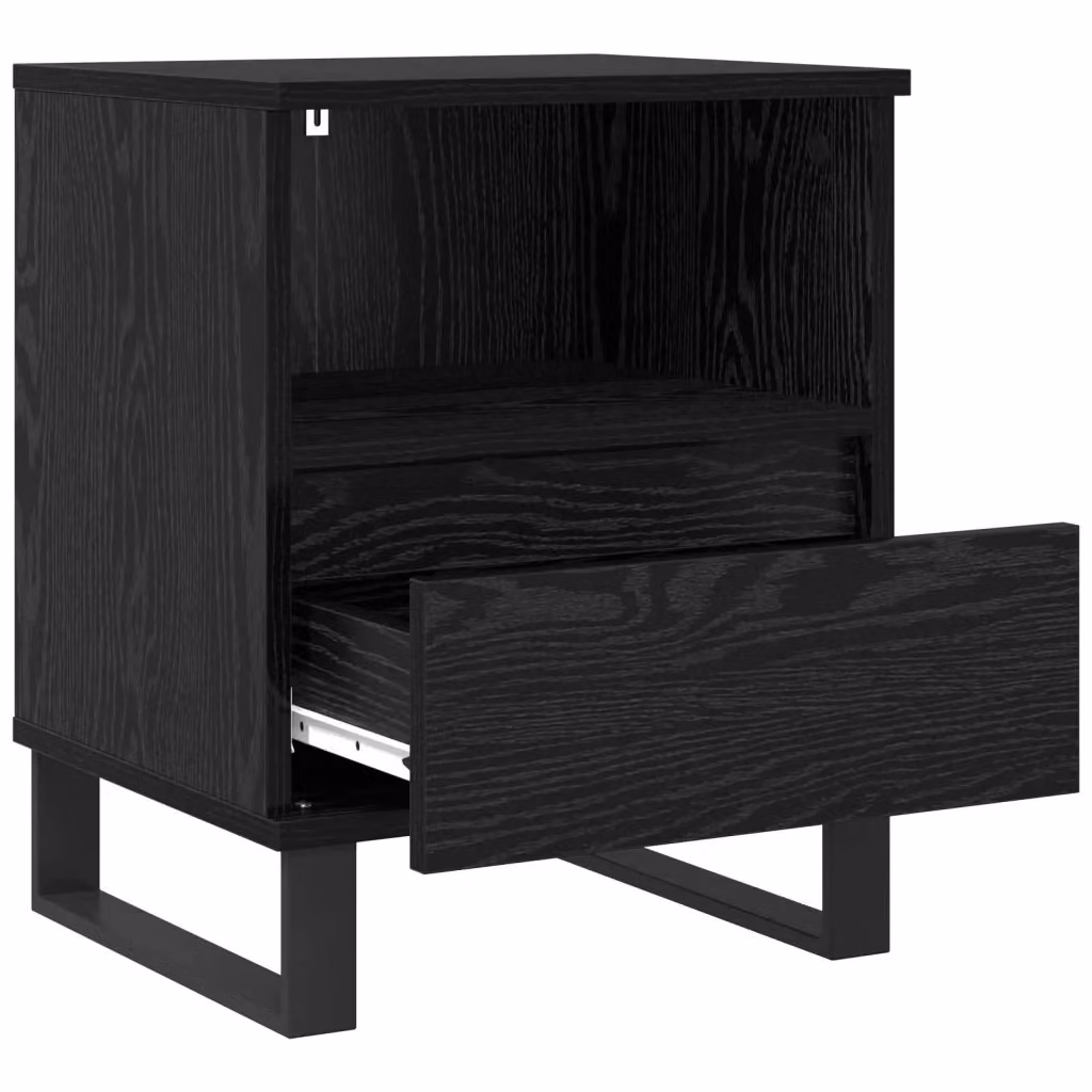 Comodino moderno nero in legno composito e metallo per camera da letto L: 40 cm, P: 35 cm, H: 50 cm – 2