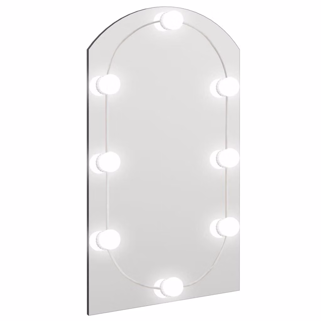 Specchio con Luci LED 70x40 cm Forma ad Arco in Vetro