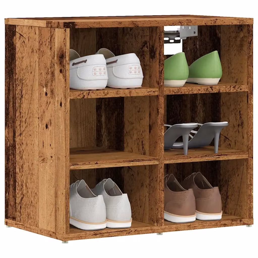 Set di 2 scarpiere vidaXL in legno stile rustico marrone, montaggio a parete, L 52 cm x P 30 cm x H 50 cm
