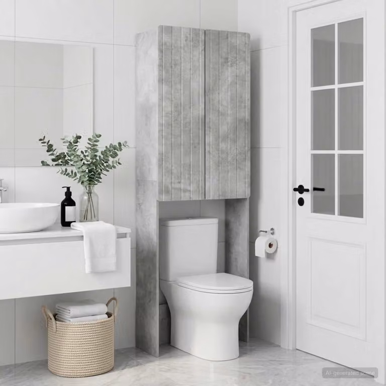Mobiletto da bagno moderno vidaXL ZWOLLE Grigio Cemento, L/P/H: 66 x 25,5 x 190 cm