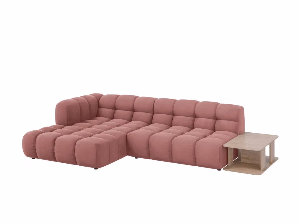 Divano angolare modulare Sky Cosmopolitan Design a 4 posti in velluto rosa con orientamento sinistro L/P/H: 297 x 132 x 75 cm – 2