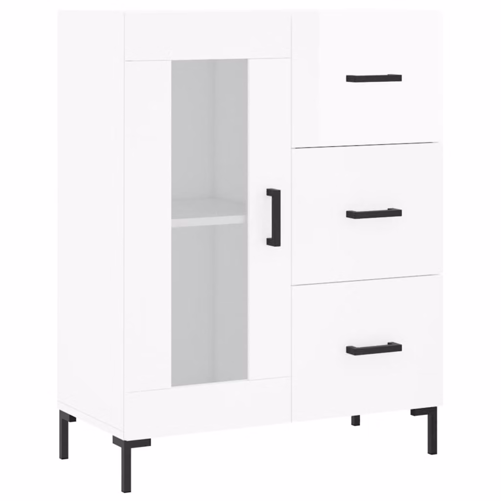 Credenza 69,5x34x90 cm in Legno Multistrato Bianco Lucido