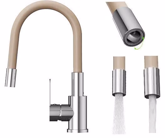 Granitan - Miscelatore cucina - Rubinetto cucina - Miscelatore lavello beige - 2 getti - GRADO PLUS