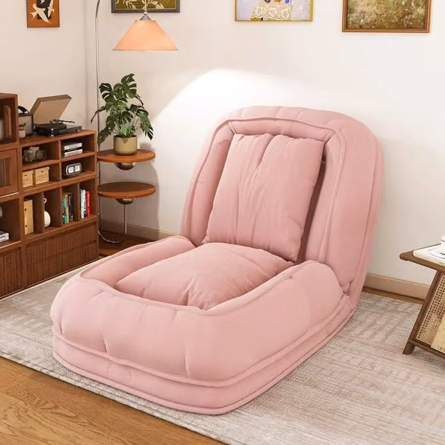 Divano letto reclinabile ergonomico Minimal rosa con 2 cuscini salvaspazio L: 90-180 cm – 1