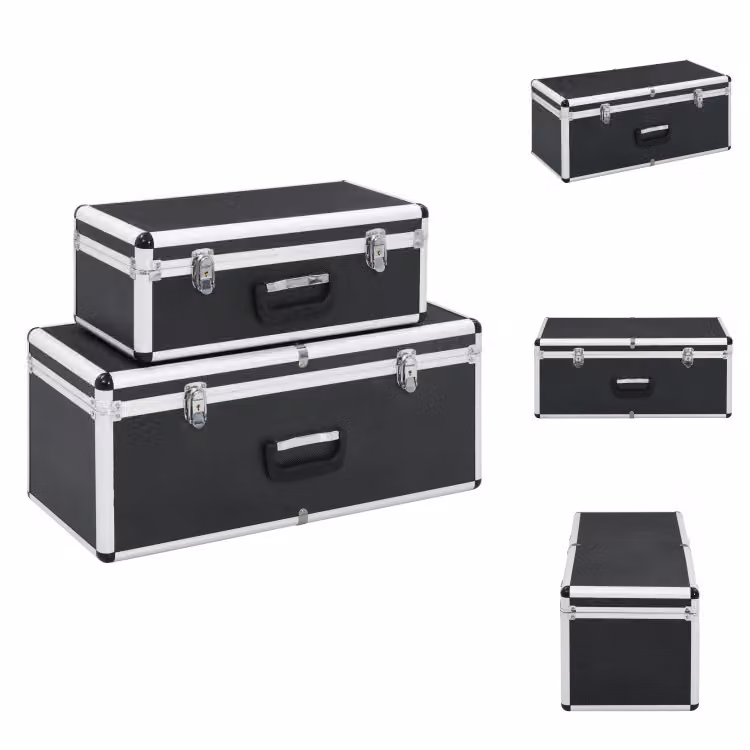vidaXL Valigetta 2 pezzi in alluminio nero - Cassette portautensili