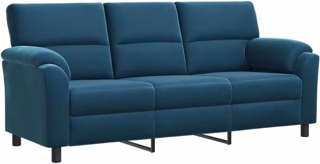 Divano moderno in velluto blu vidaXL con coperture rimovibili L: 214 cm, P: 85 cm, H: 93 cm