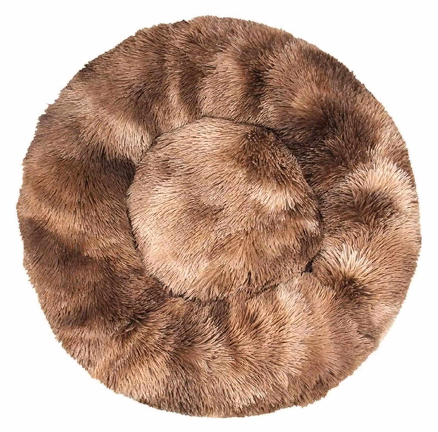 Cuccia per cani, cuccia per gatti, morbida, rotonda, in peluche, 110 cm, colore caffè