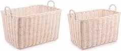 Set di 2 ceste in rattan Bizzotto NARRA bianche con trama a intreccio aperto