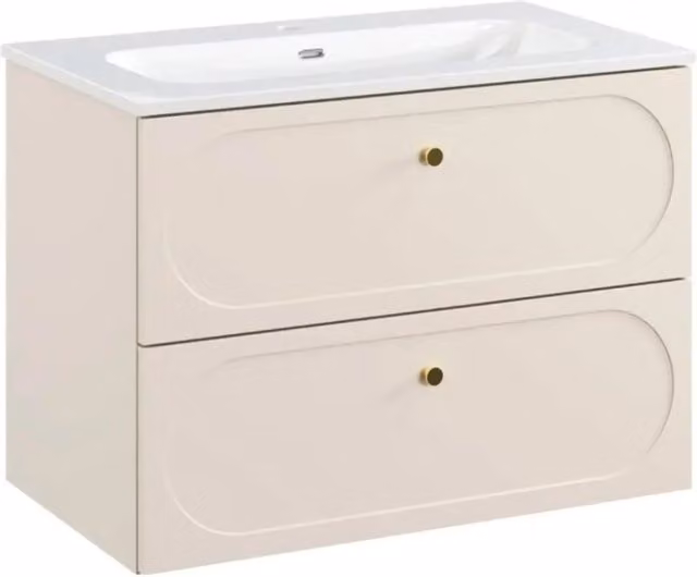 Set bagno TORNADO: mobile sottolavabo 80cm beige + lavabo da incasso bianco