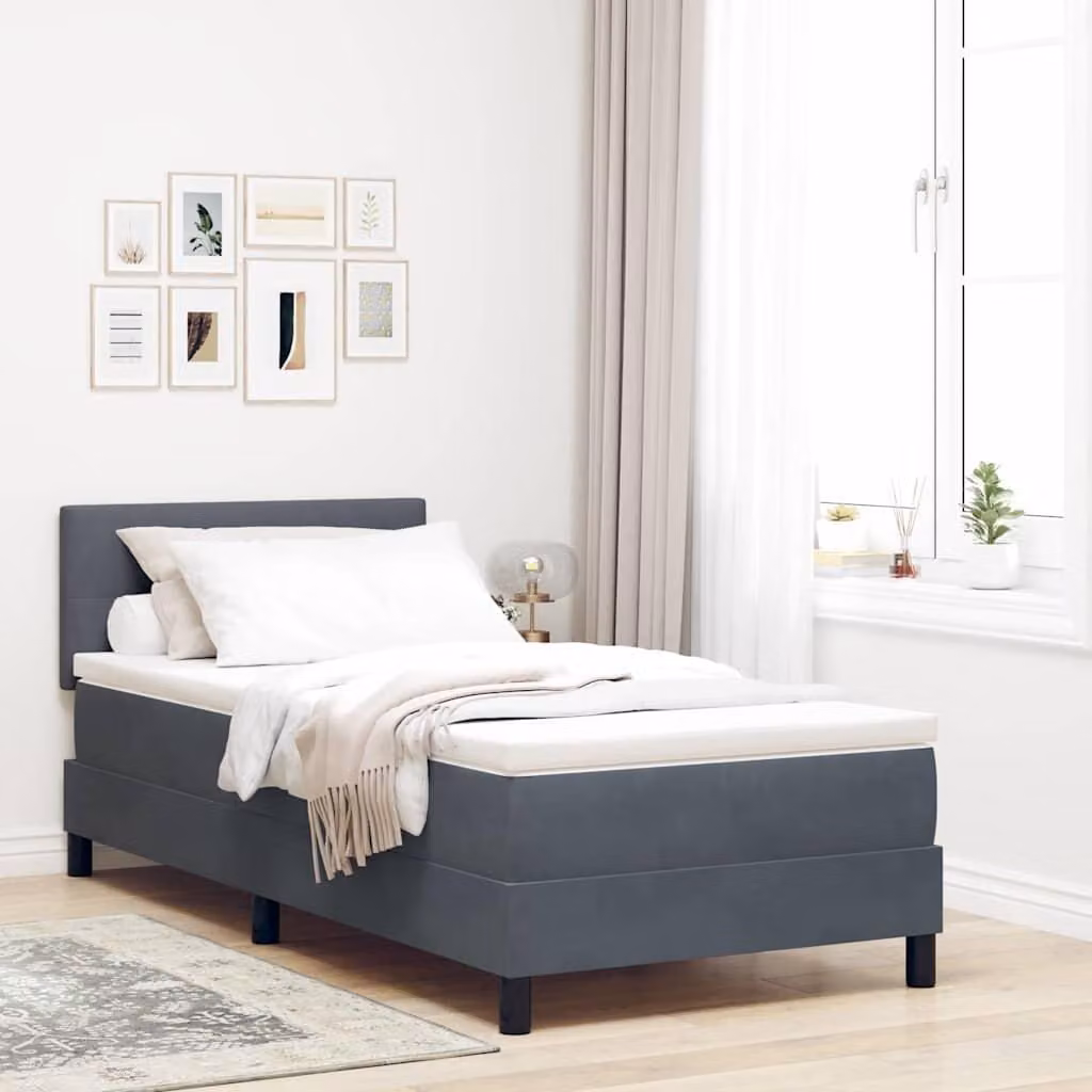 Maison Exclusive - Letto a Sorgente LED con led Grigio scuro 90 x 190 cm Velluto