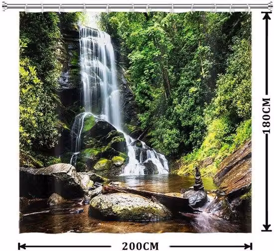 Tenda da doccia in stile cascata - impermeabile - 1 pezzo - verde - poliestere - 200 x 180 cm