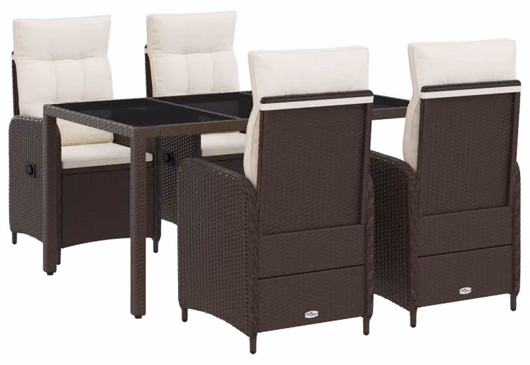Set da pranzo per esterni 5 pcs Marrone e Bianco Crema