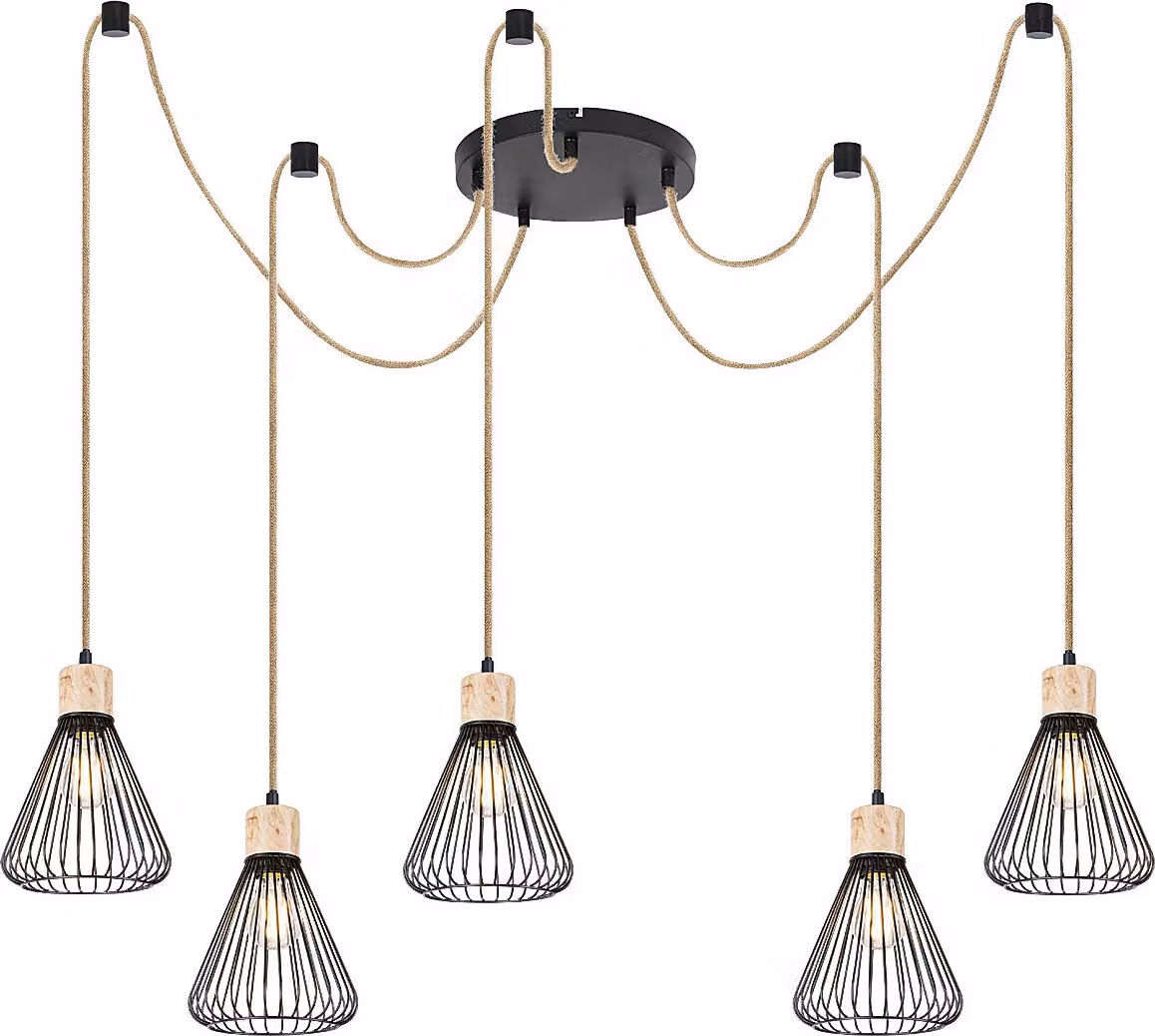 Lampada a sospensione E27 5x40W ragno nero 3150 Farfalle Rabalux