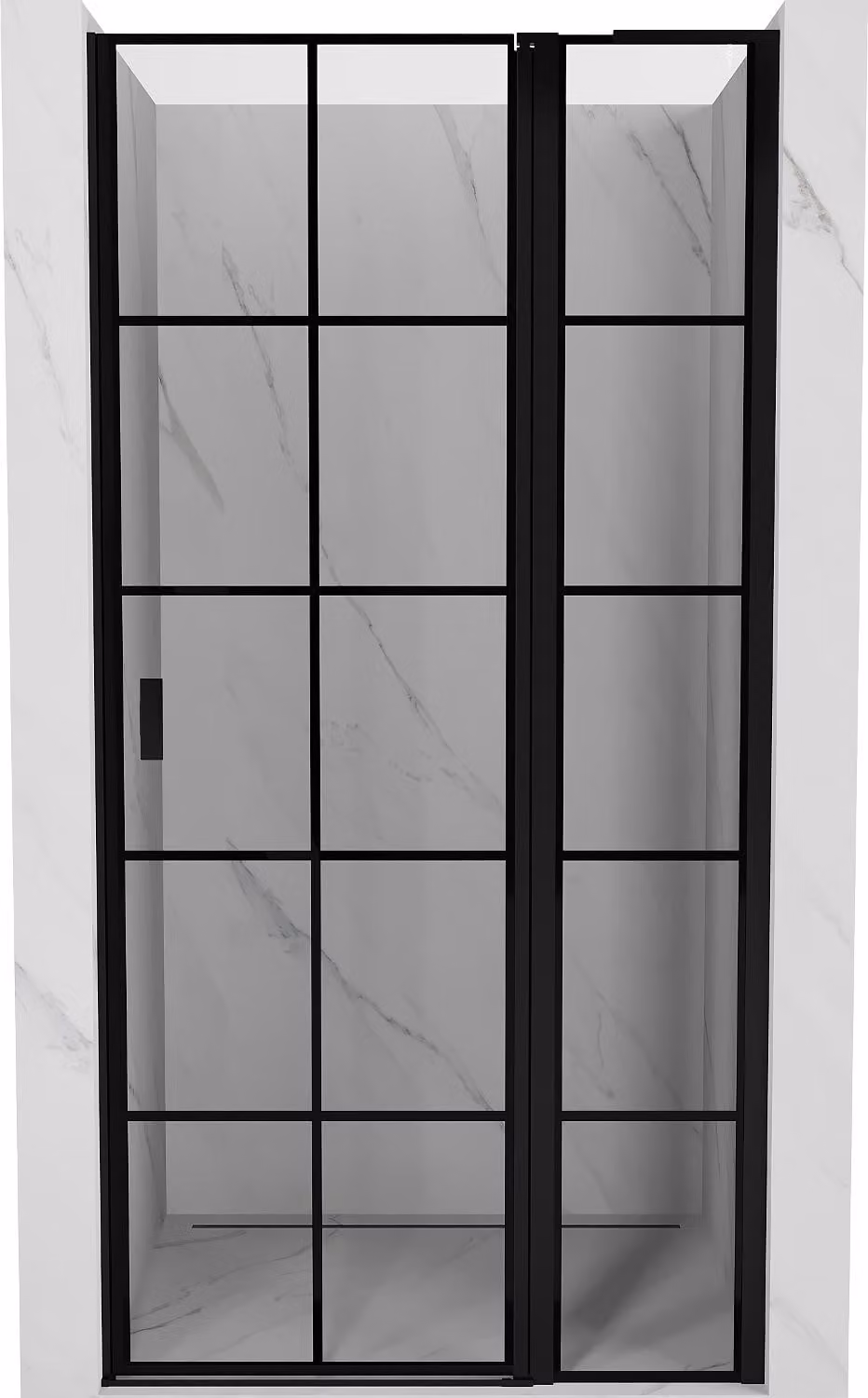 Mexen Mist L porta doccia battente destra 105 cm, griglia nera, nero - 8A4L-105-000-70-77-P