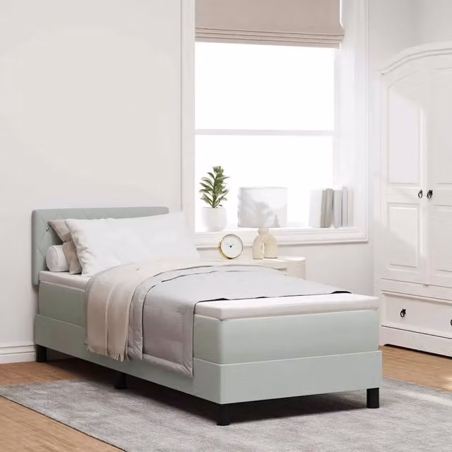 Letto a molle con materasso vidaXL in velluto grigio, L 80 x P 200 cm