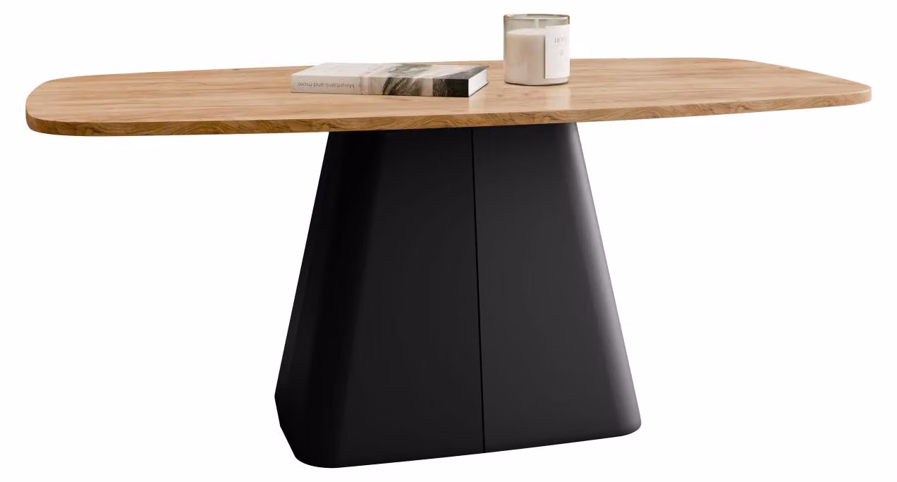 MIRJAN24 Tavolino Noa, tavolino da salotto, base in acciaio (colore: nero / rovere Craft Gold)