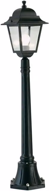 Lampione da giardino SOVIL moderno in alluminio e vetro nero, forma quadrata, Altezza: 114 cm, IP43, attacco E27 – 1