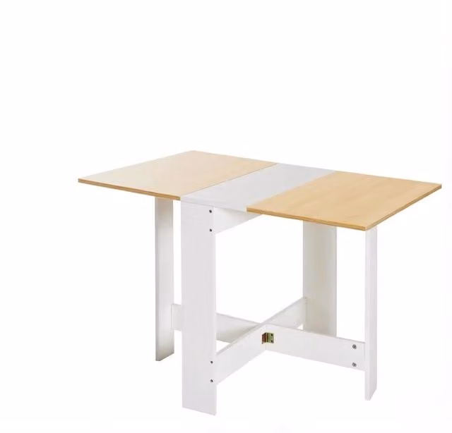 Tavolo pieghevole in MDF bicolore bianco e rovere, 103x76x74 cm, ideale per cucina e soggiorno