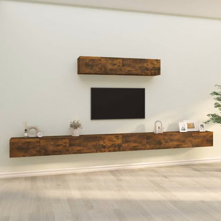 vidaXL Set di Mobili Porta TV 6 pz in Legno Multistrato Rovere Fumo Marrone