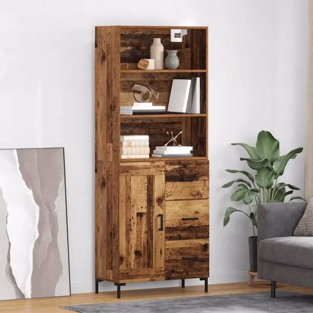 Credenza-Buffet-Armadio da cucina Legno vecchio 69,5 x 34 x 180 cm Legno multistrato 658447