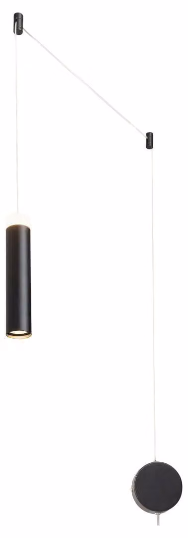 Lampada a sospensione LED Andromeda metallo nero Ø10cm L:3cm H:12cm regolabile in altezza, interruttore a cavo