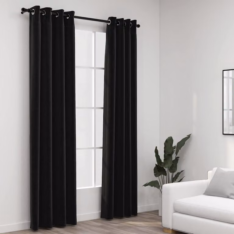 Set di 2 tende oscuranti vidaXL effetto lino color antracite, L: 140 cm, H: 245 cm
