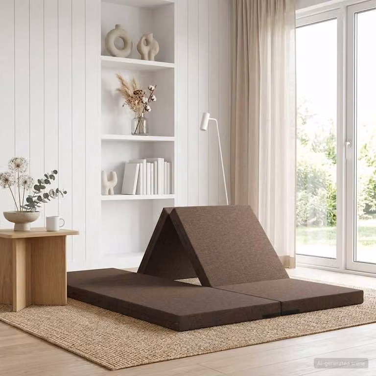 vidaXL Divano Letto Pieghevole Moderno con Rivestimento in Tessuto Removibile, L: 140 cm, P: 67 cm, H: 15 cm