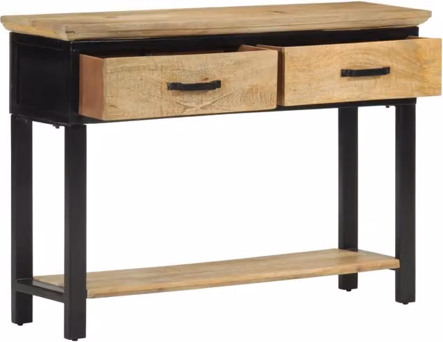 Tavolo Consolle 110x30x75 cm in Legno Massello Grezzo di Mango 351618
