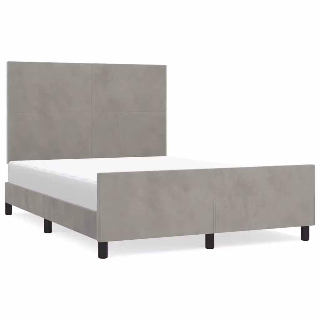 vidaXL Giroletto senza Materasso in Velluto Grigio con Struttura in Legno L/P/H: 140 x 190 x 128 cm – 2