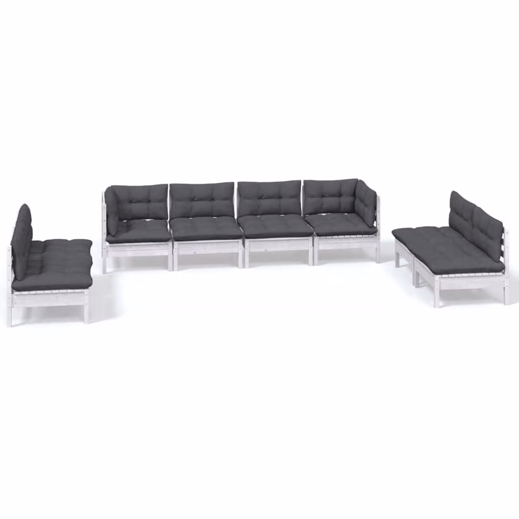 Set Salotto da Giardino con Cuscini 8 pz Legno Massello di Pino