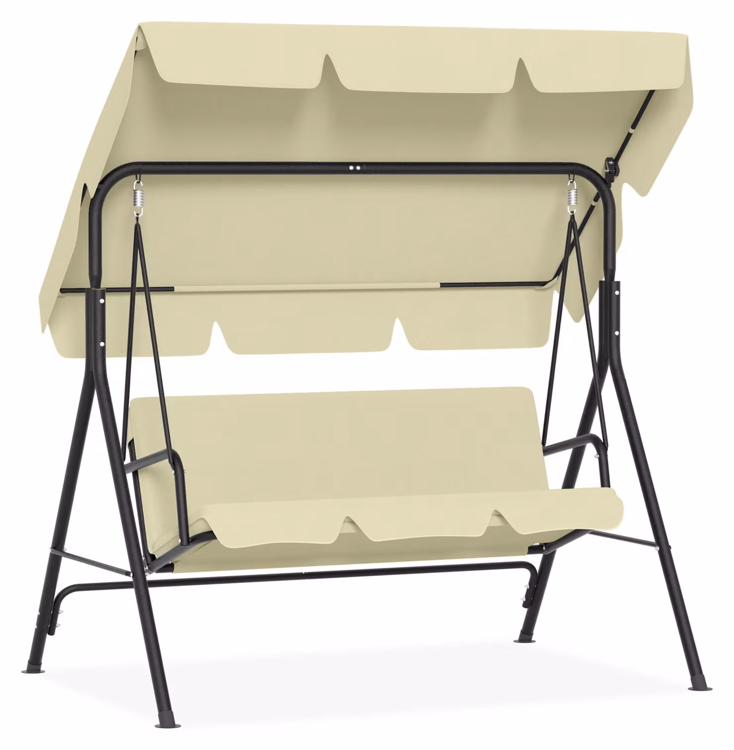 Altalena da giardino Hollywood per 3 persone, con tettuccio parasole, imbottita, con una capacità di carico fino a 200 kg, dimensioni 176x110x152 cm, colore beige