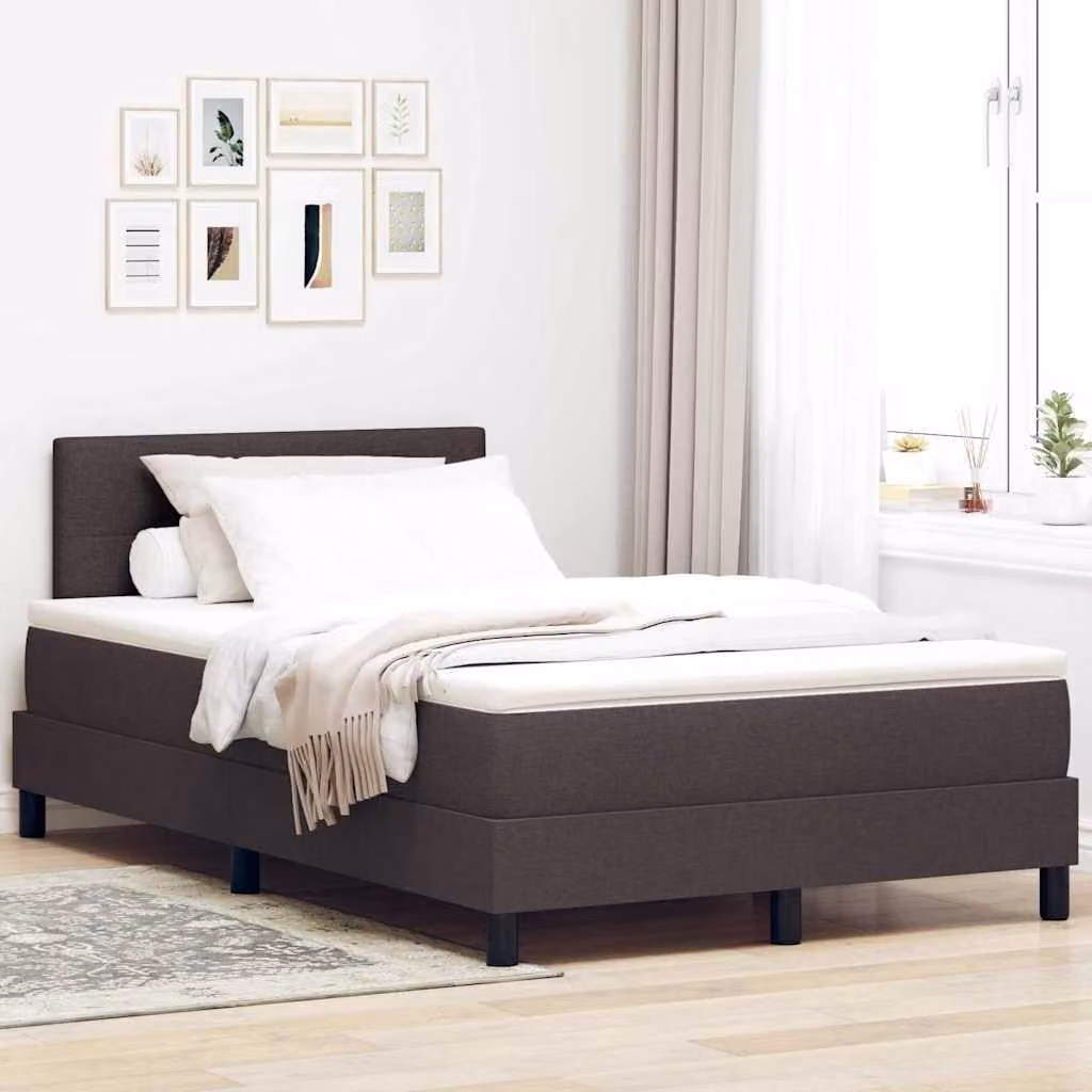 Maison Exclusive - Letto boxspring con testiera, marrone scuro, 120 x 200 cm, tessuto