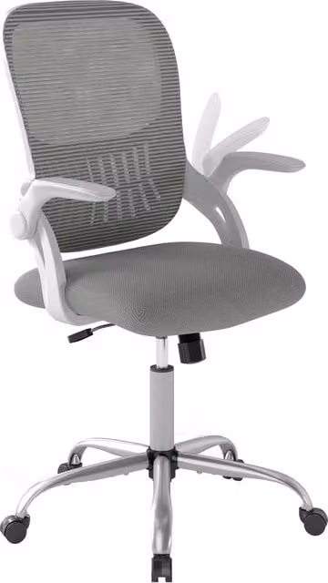 Sedia da ufficio ergonomica DESIGN IN grigia con schienale in rete traspirante, braccioli e ruote girevoli per casa e ufficio
