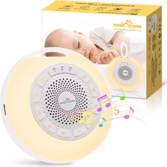 Macchina del rumore bianco e lampada notturna per bambini con 26 suoni rilassanti, 7 luci colorate RGB e timer, alimentazione USB, colore bianco