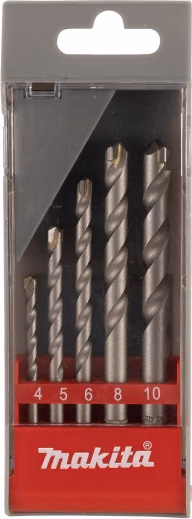 Set di 5 punte da trapano per muratura Makita da 4, 5 ,6, 8, 10 mm in pietra - 5 pezzi - 4-10 mm