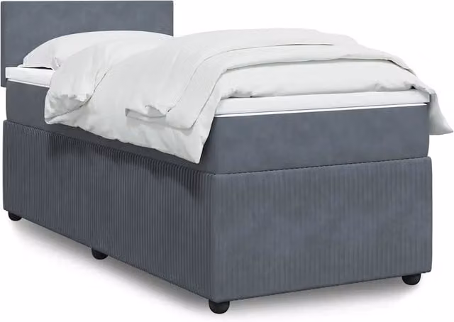 Letto a molle con materasso ibrido vidaXL in velluto grigio e bianco L 100 x P 200 cm