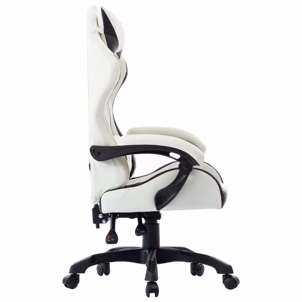 Sedia da Gaming vidaXL Nera e Bianca in Similpelle con Poggiatesta e Ruote – 2
