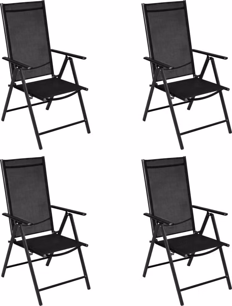 set da pranzo da giardino 5 pezzi alluminio nero