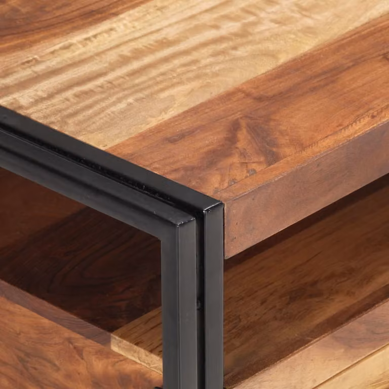vidaXL Tavolino 100x55x45 cm in legno massiccio di acacia con finitura in palissandro
